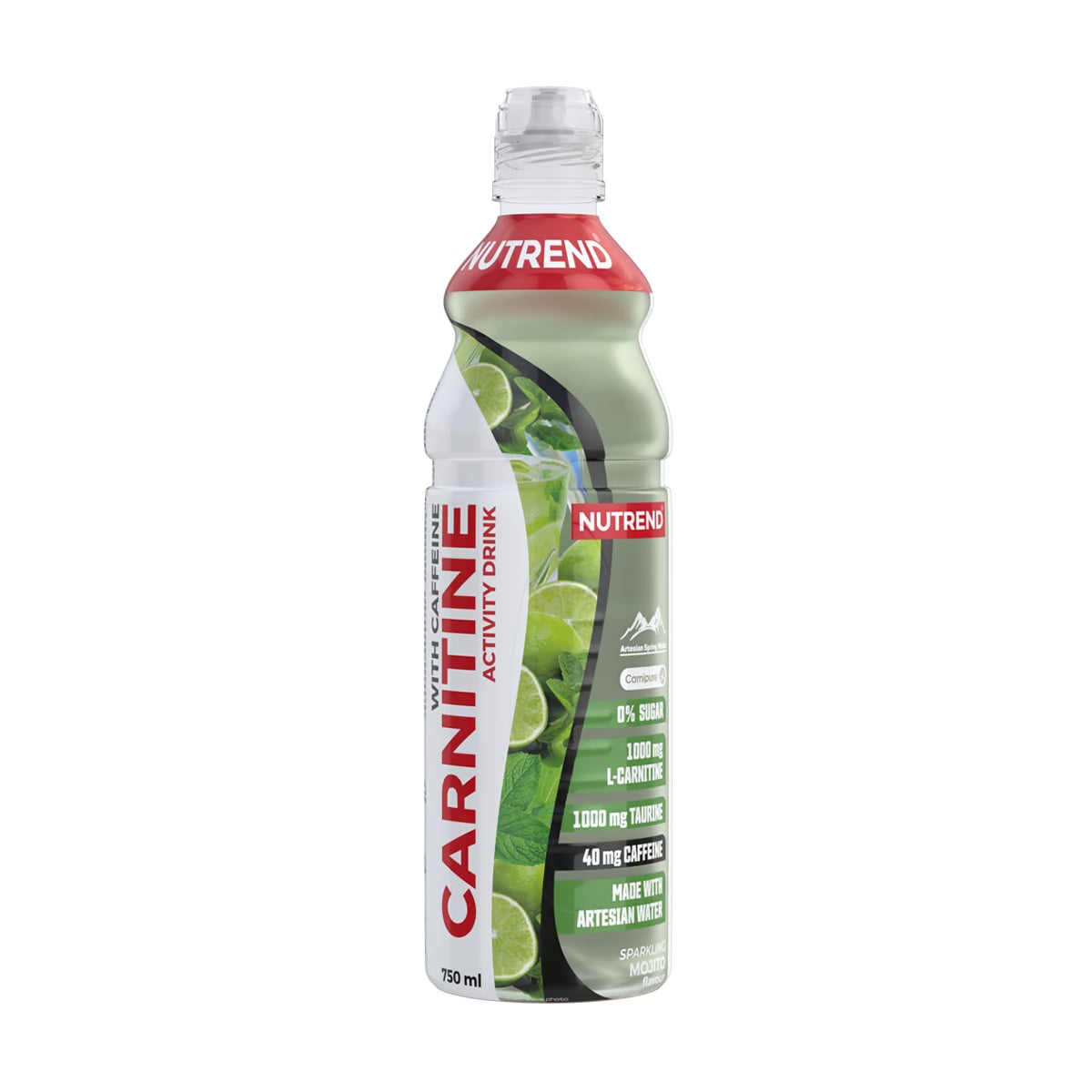 Уцінка! Харчова добавка в рідині Nutrend Carnitine Activity Drink Карнітиновий напій активності з кофеїном, зі смаком газованого мохіто, 750 мл